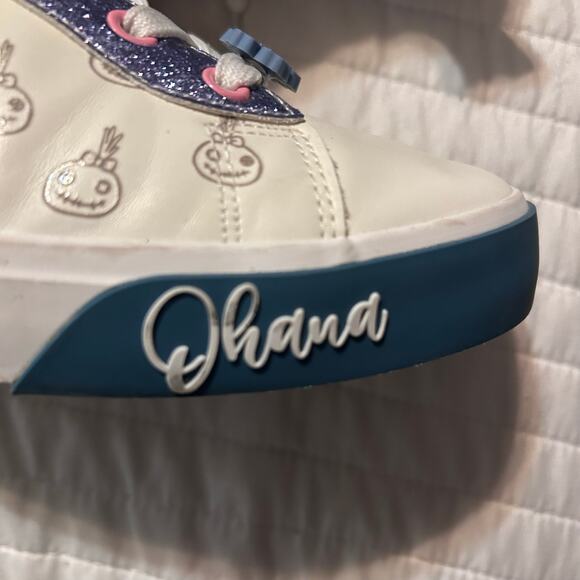 Authentic Disney Stitch Ohana Sneakers Blue Glitter Cute Print 
Casual Low Tops - Picture 5 of 7